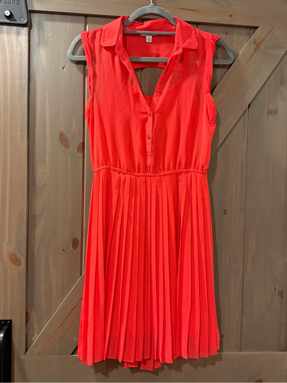 American Eagle Outfitters Coral Red Sleeveless Pleated Dress Fully Lined - Sz XS